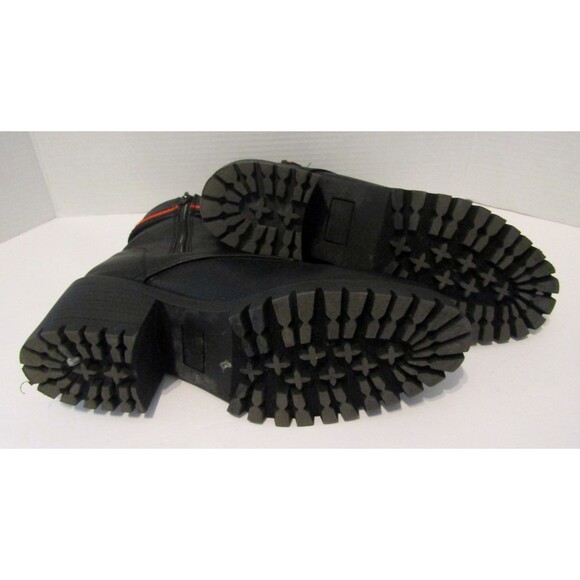 Madden NYC Georgiana Combat Boots Black Red Stripe Buckle Lug Sole 9.5 M - Picture 6 of 8